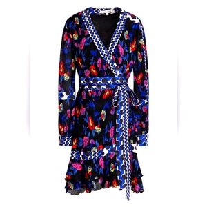 NWT DIANE VON FURSTENBERG So| floral-print plissé-crepe wrap dress